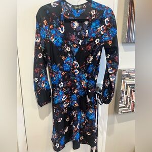 Yumi Kim Vibrant Floral Long Sleeve Wrap Dress - Black and Blue